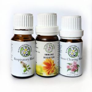 Set of 3 essential oil blends: Respiratory Blend, Immune Booster and Sinus Clearing Blend