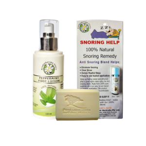 Recharging Set includes Peppermint Foot Lotion, 5 mL Anti Snoring Blend, Goat's Milk Soap